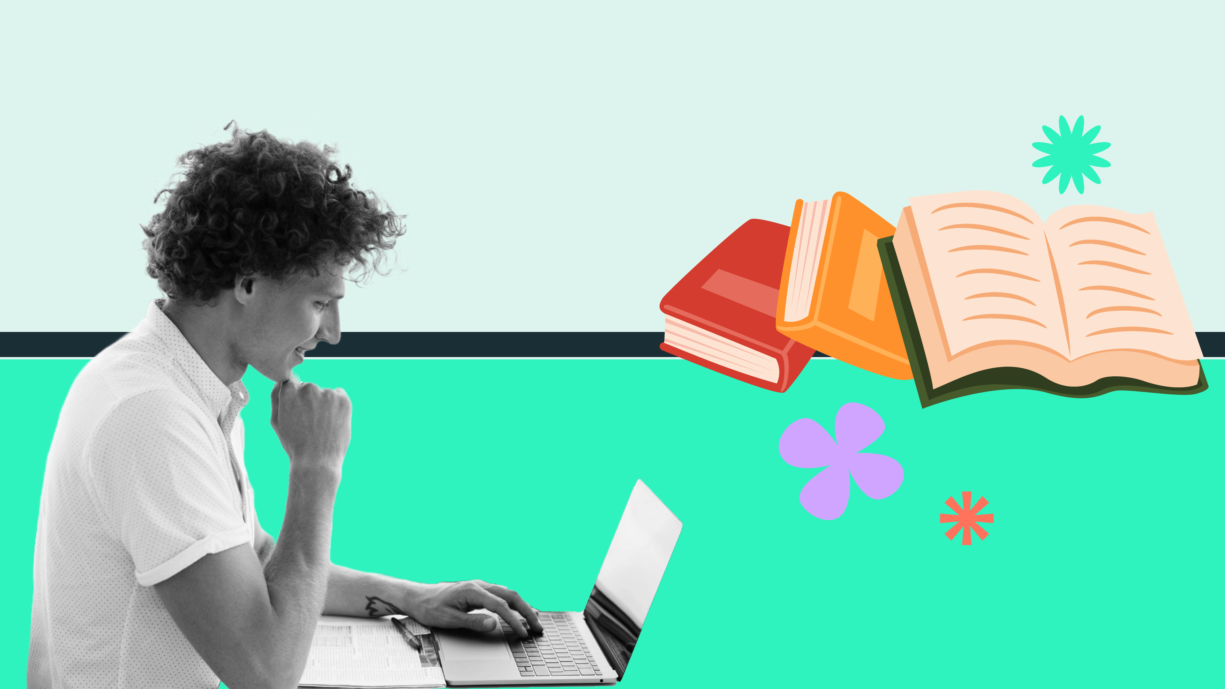 A writer with a self-publishing side hustle works on his books